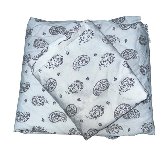 Restoration Hardware TWIN gray paisley print Flat sheet pillow case 2 pieces - Picture 3 of 3